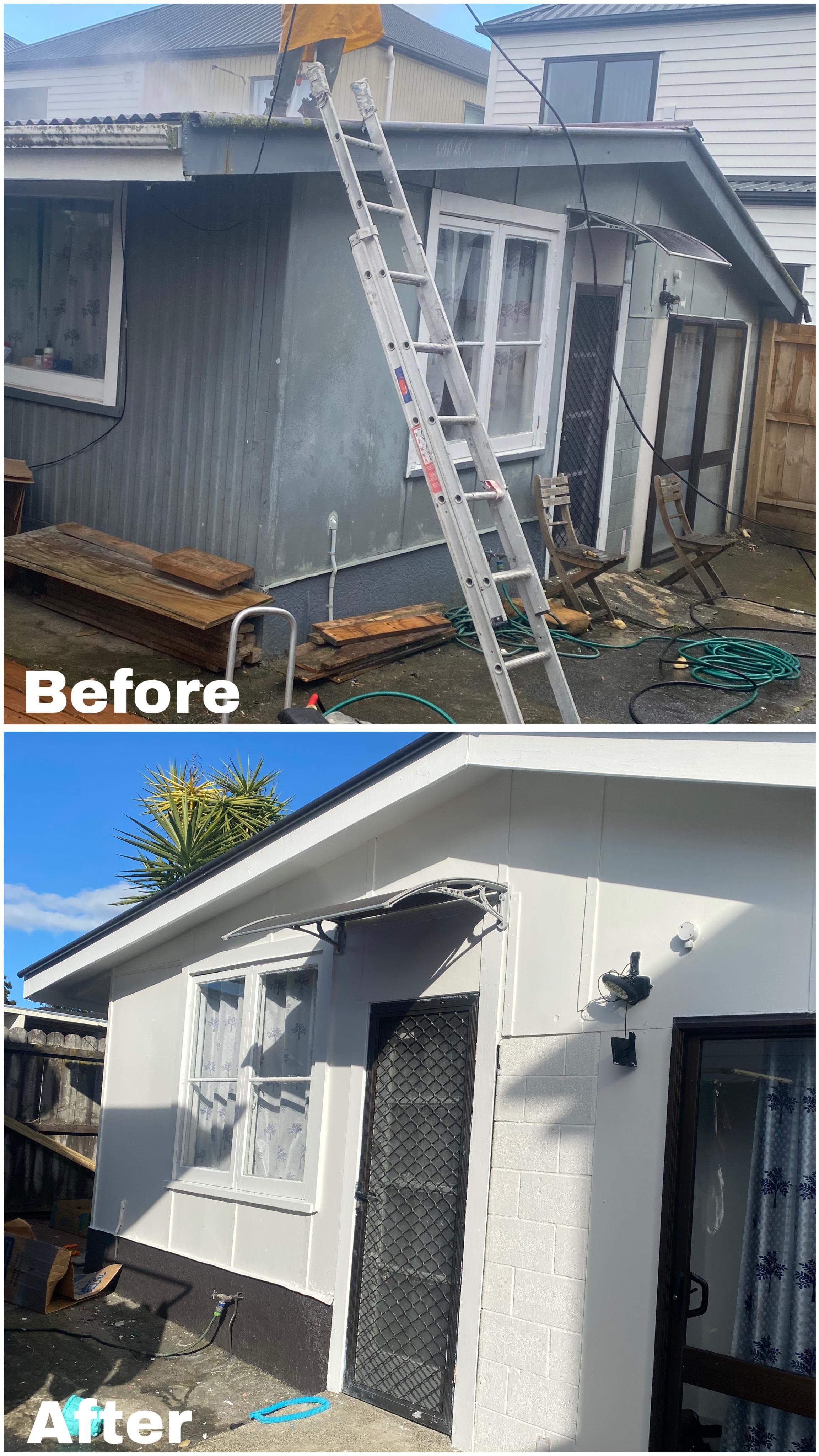 Fence Staining — Before and After